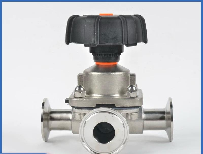 304 316L Sanitary Stainless Steel Manual Tee Diaphragm Valve